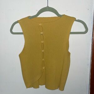 Yellow cropped knit top